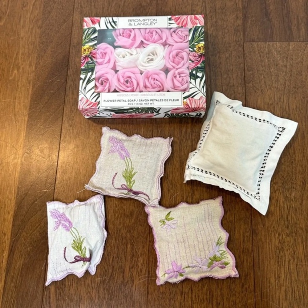 Fragrant Home Bundle Lavender Sachets and Rose Shaped Soap